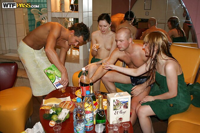 Horny coed gets banged by hung men and her friends have fun too