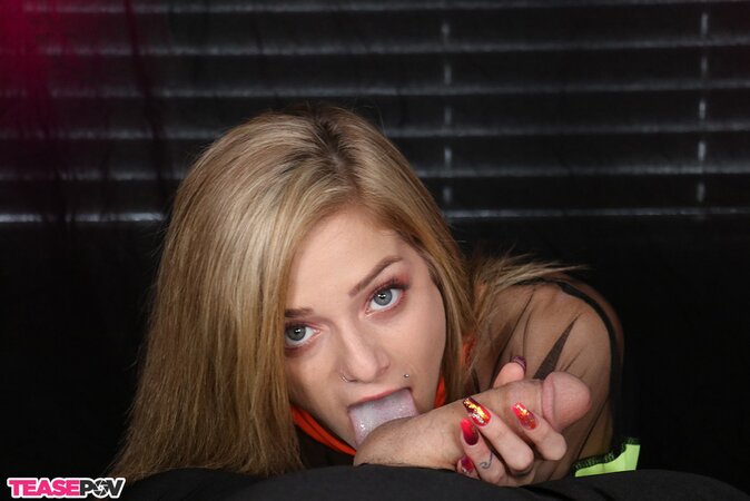 Roxy Ryder licks balls and sucks a girthy cock in point of view