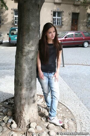 Brunette teen enjoys fucking a stranger and wearing a pearl necklace