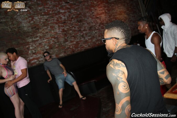 Riley Nixon gets banged and jizzed by BBC in a bar gangbang