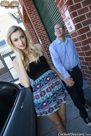 Thin blonde wife Alexa Grace has fun fucking a black bull to her cuckold's dismay