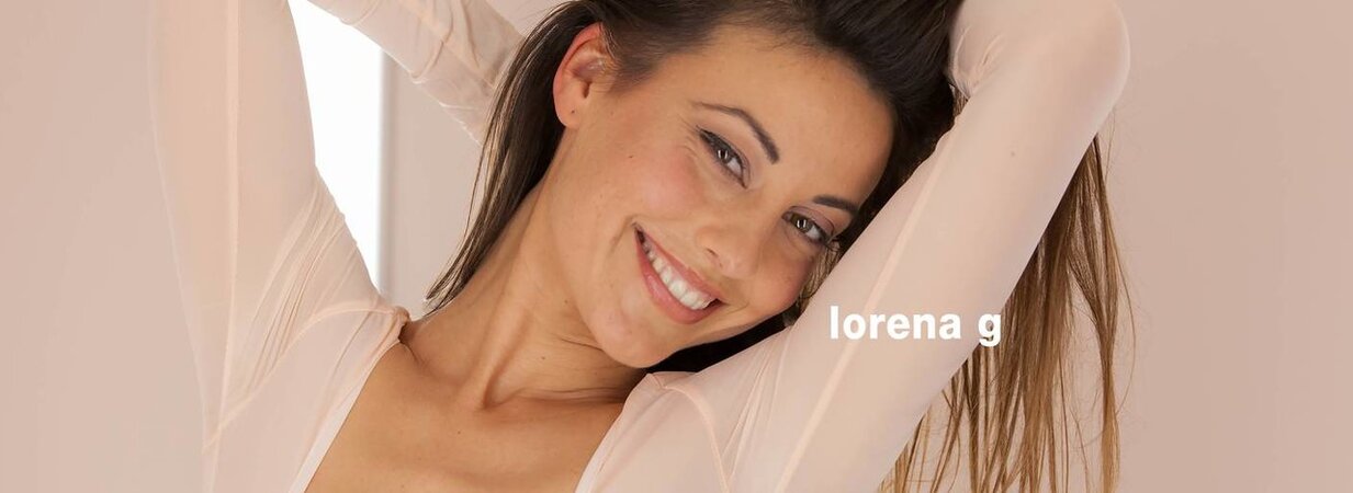 Lorena Garcia attends to her horny vagina in crotchless hosiery