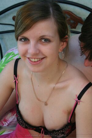 Caucasian teen Katya Mukhina has fun with anal sex on a bed