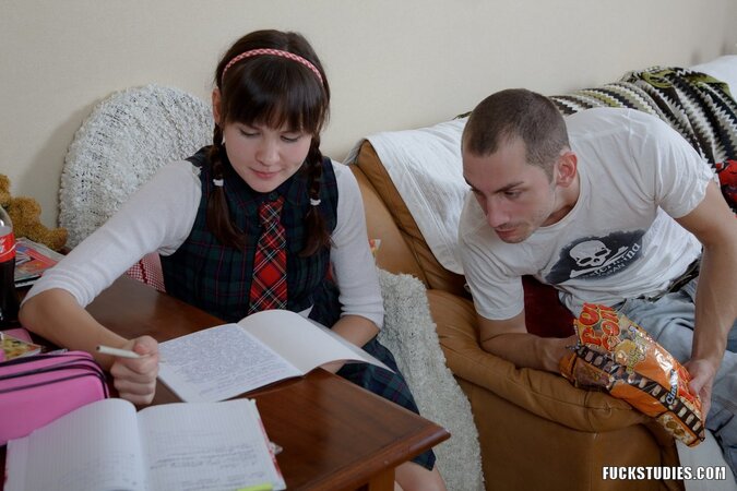 Young-looking girl Yulia gets wild with spilling cum from her mouth after anal sex