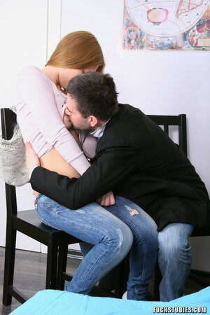 Redheaded teen grants his wish and takes his gross old cock