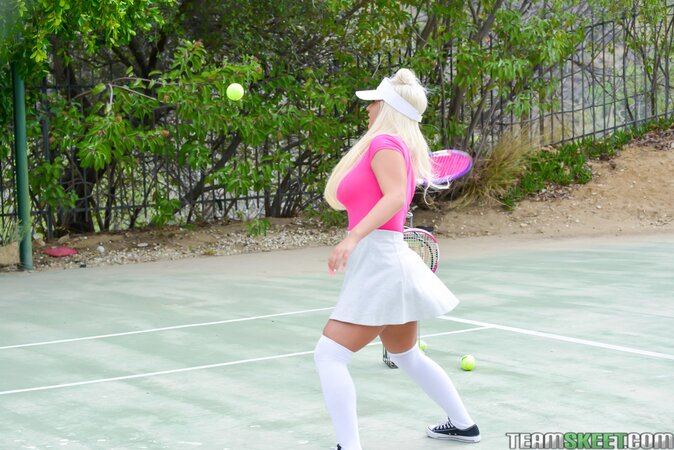 Brandi Bae enjoys showing big tits on the court and getting a big cock with Tyler Nixon