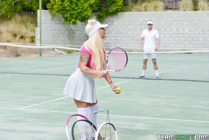 Brandi Bae enjoys showing big tits on the court and getting a big cock with Tyler Nixon