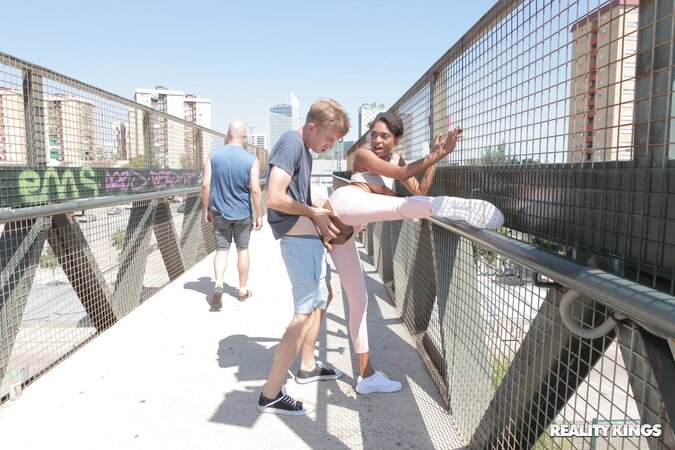 Brazilian ebony Luna Corazon sucks a huge white dick and rides it on the sofa