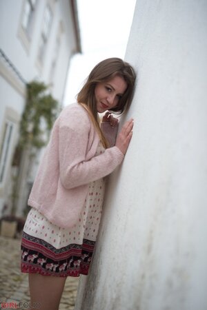 Scarlot Rose shows off her upskirt panties while out on the town