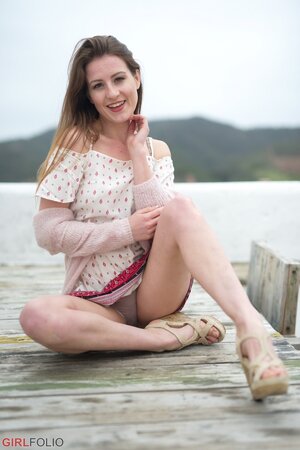 Scarlot Rose shows off her upskirt panties while out on the town