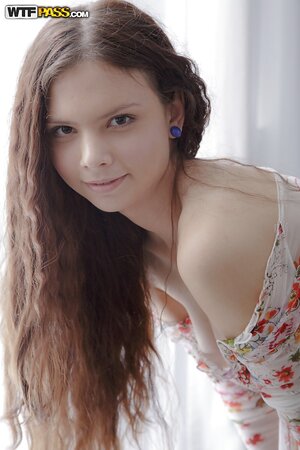 Mary shows off her perfect teen tits and shaved pussy