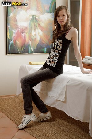 Tight girl in a thong shows her booty and looks great as well