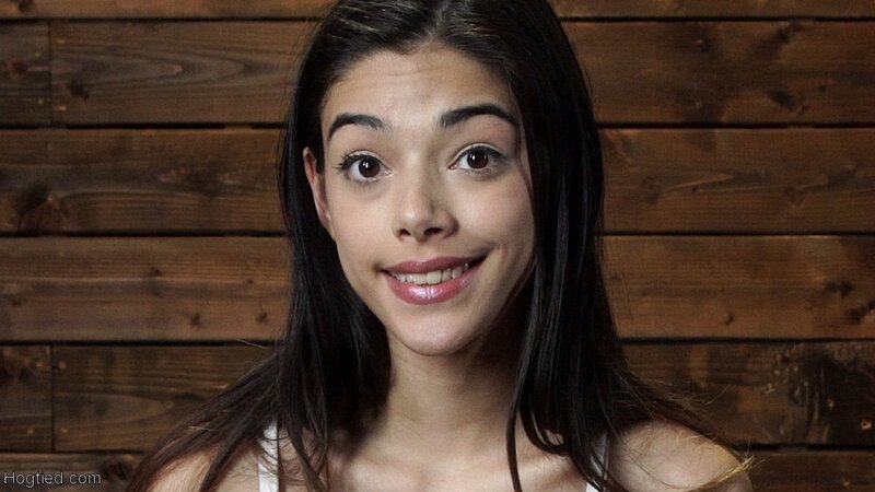 Brunette teen Harmony Wonder gets tied up and toyed by a device