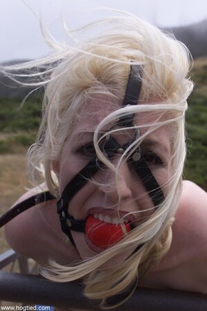 Cowgirl gets whipped while dragging her master up a hill