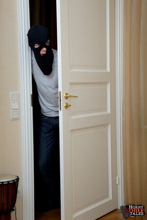 Young brunette is forced into sex with 2 masked home invaders