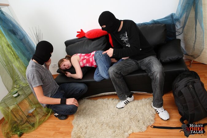 Shy Angela gets rammed by thieving dudes with horrible intentions