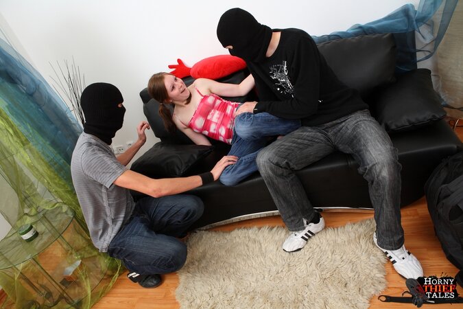 Shy Angela gets rammed by thieving dudes with horrible intentions