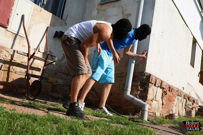 Alina is forced into a hardcore threesome by masked men on a patio