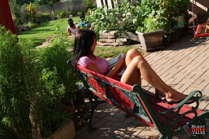 Alina is forced into a hardcore threesome by masked men on a patio