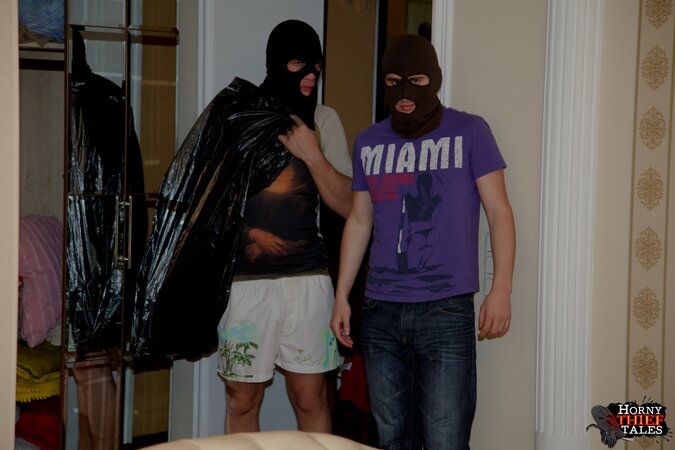 Nika gets fucked by a burglar while sucking a cock