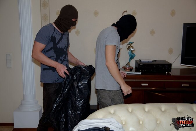 Tight girl  gets fucked by filthy duo of crazy Russian robbers