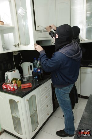 Susannah experiences a rough threesome with burglars and enjoys their cum