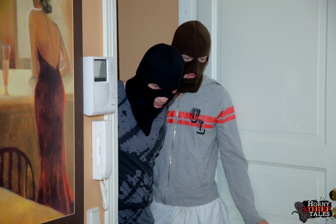 Young nympho Adelle enjoys anal sex with two burglars