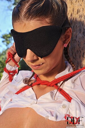 Schoolgirl Katarina Hartlova shows off her huge natural tits outdoors