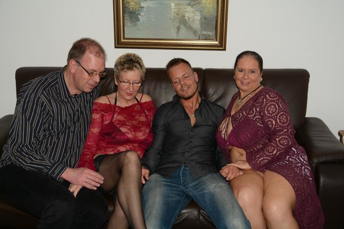 Old and fat amateur granny has a hardcore foursome with a younger mature couple