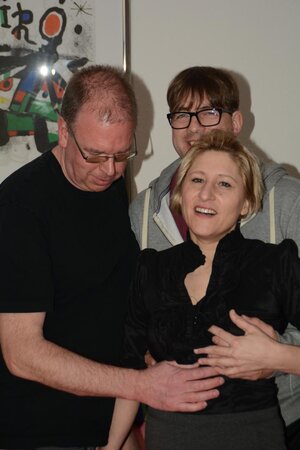 Mature lady role-plays a gangbang-ready hoe for those two