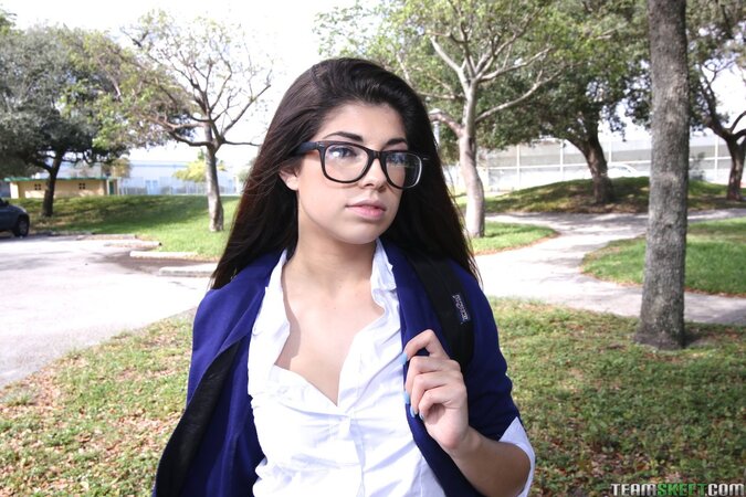 Innocent and slutty school girl Ava Taylor enjoys a hard fuck by her teacher Brick Danger