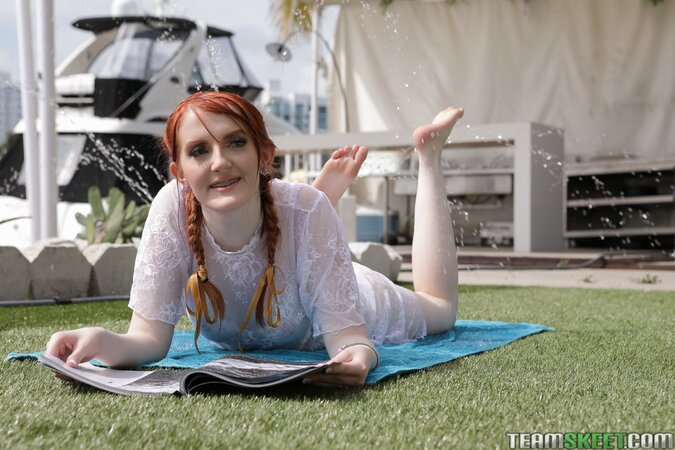 Krystal Orchid gets all wet before she even takes a hard D