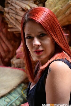 Redhead Yuly Perdomo undresses for hard pounding by Pedro