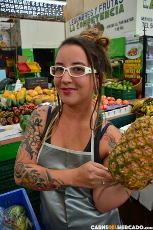 Cute glasses girl refuses to take them off before sucking