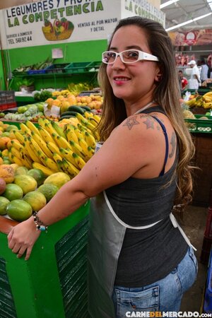 Cute glasses girl refuses to take them off before sucking