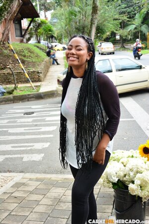 Tattooed Morelia Mazo teases massive ass on bar chair