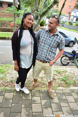 Tattooed Morelia Mazo teases massive ass on bar chair