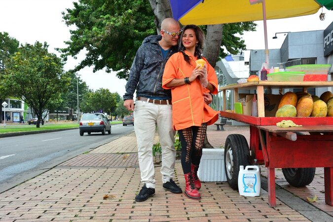 Fruit seller Laura Montenegro teases hard with banana