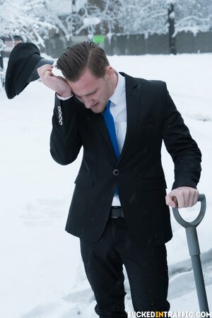 Winter time public fuck with a girl and her driver