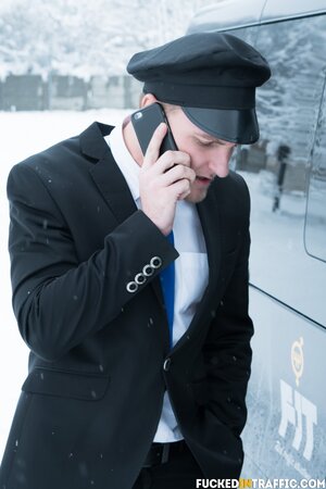 Winter time public fuck with a girl and her driver