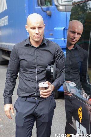 Glasses secretary Jenny Smart sucks and fucks driver public