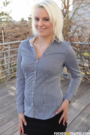 Confident office blonde Lucy Shine is here to take dick