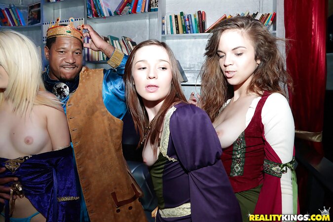 Horny girls with nipples poking end up fucking in a group sesh