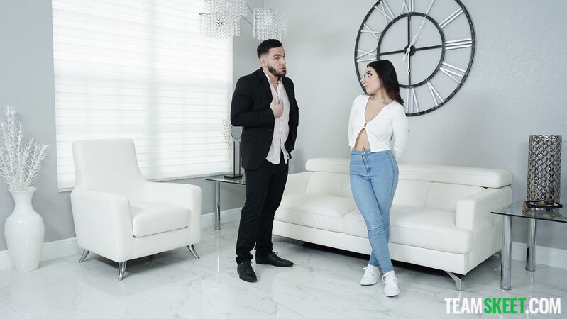 Violet Gems enjoys intense sofa sex with boss Peter Green