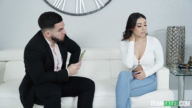 Violet Gems enjoys intense sofa sex with boss Peter Green