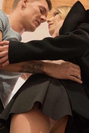 Blonde takes cock in a sexy way and she moans with him inside