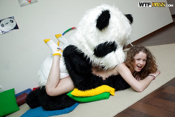 Panda with a hard dick is going to screw a slutty chick