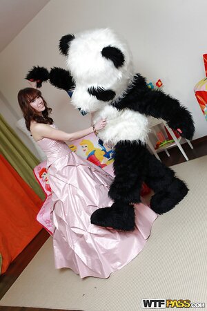 Big-tit teen in fancy dress hardcore panda toy fun