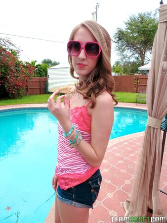 Cadence Lux drops shorts for Tony Profane poolside POV bang