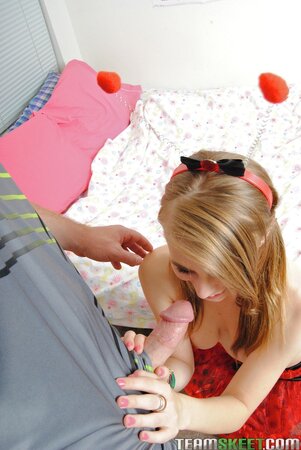 Her pussy is a gaping after she teases her stepbro on Halloween